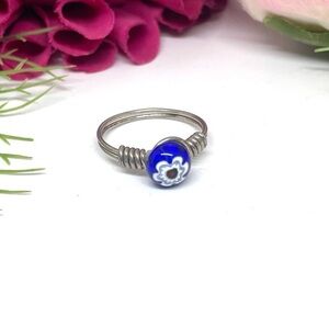 VINTAGE⚜️MILLEFIORI Glass Dainty Wire Ring